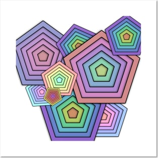 Pentagonal Harmony: An Abstract Fusion Posters and Art